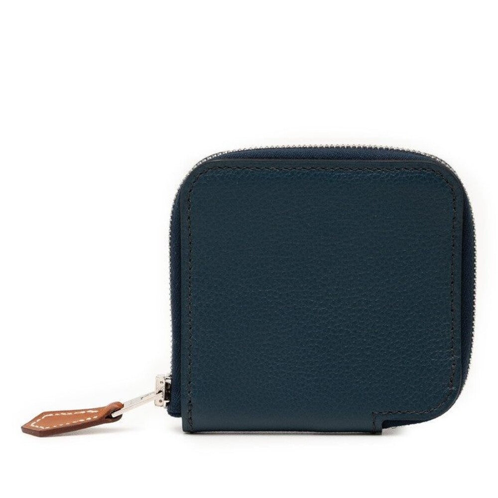 Hermes Azap Silkin Compact Coin Case Evercolor Navy